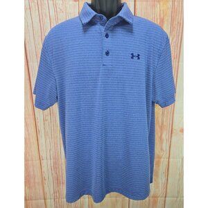 Under Armour Mens HeatGear Loose Fit Striped Polo Large Purple